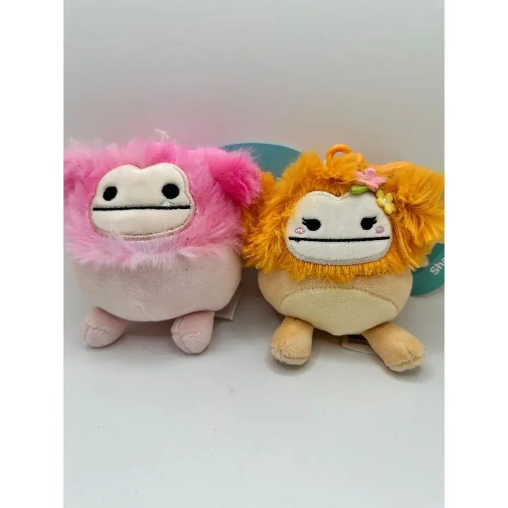 Shasta & Shayla Squishmallows Keychain Clip Pink & Orange Soft Plush Toy Set 3.5